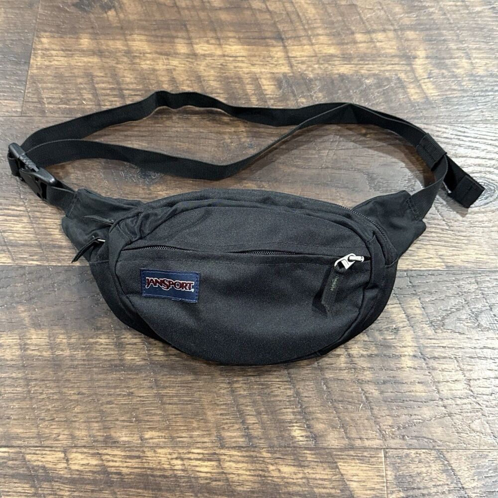 Vintage JanSport Fanny Pack Waist Bag Black Excellent Condition Fannypack